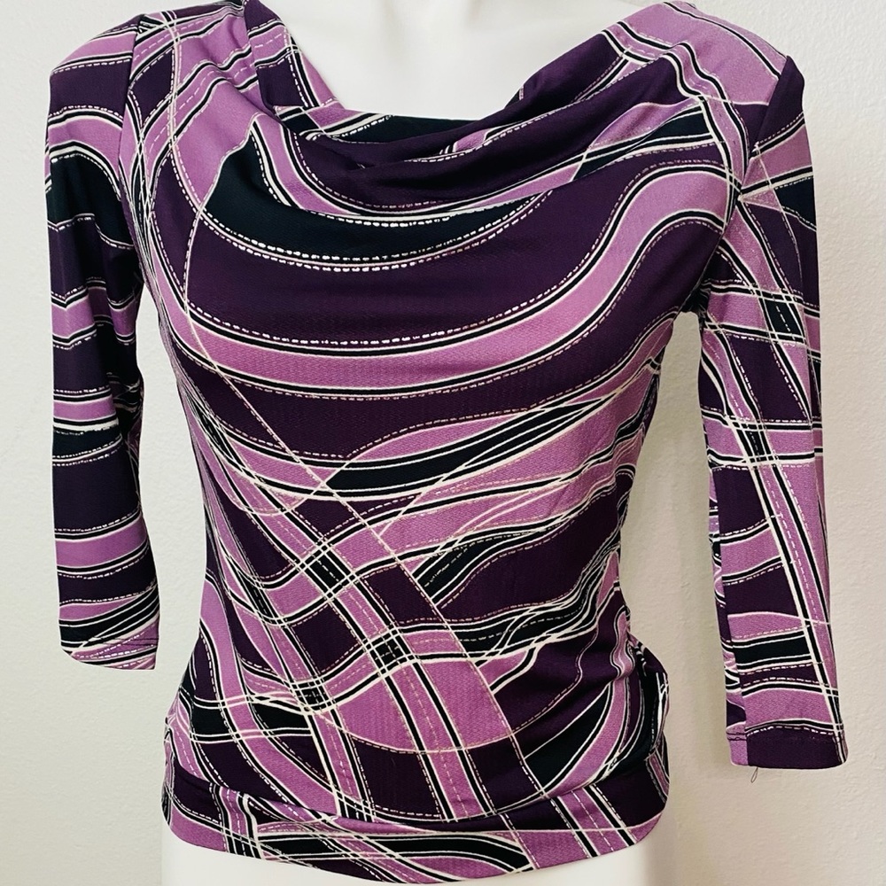 Cute A. Byer Purple and Silver Top Women's Shirt